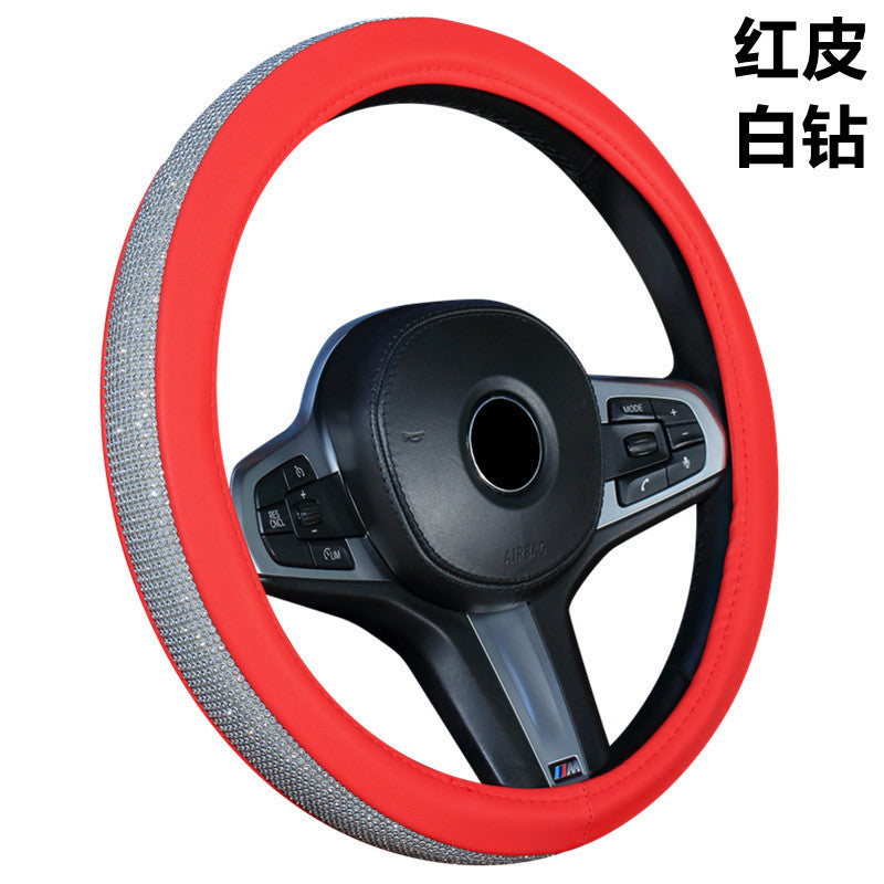 Wholesale Faux Leather Diamond Car Steering Wheel Cover